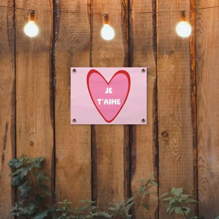 Tuinposter - Hart - Frans - Valentijn - Roze — 2
