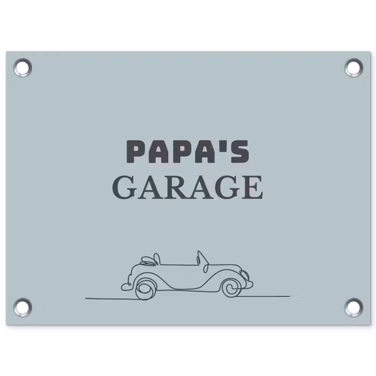 Tuinposter - Papa's Garage met auto — 1