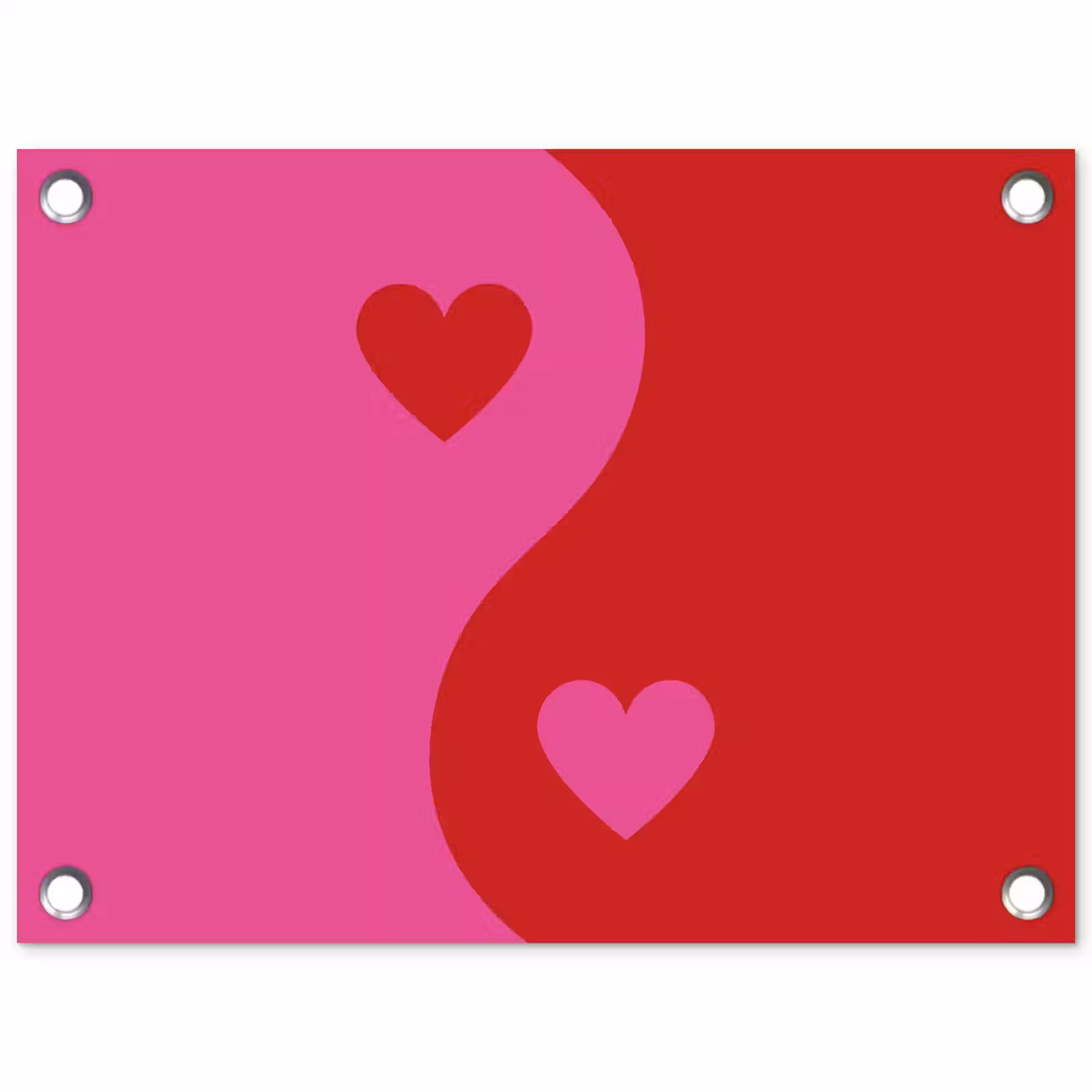 Tuinposter - Minimalistisch - Rood - Roze - Hartjes — 1