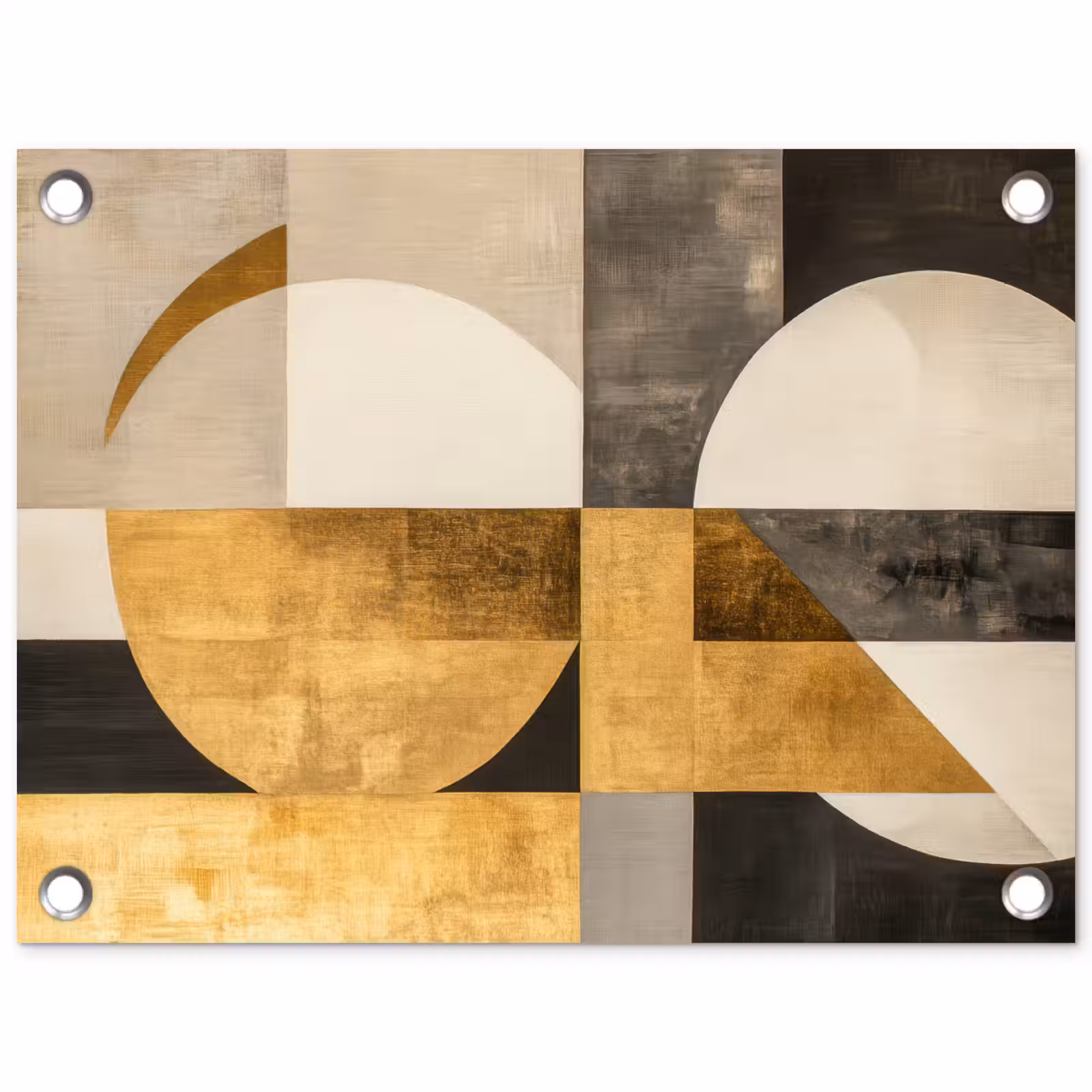 Tuinposter - Abstract - Goud - Grijs - Vormen - Geometrisch — 1