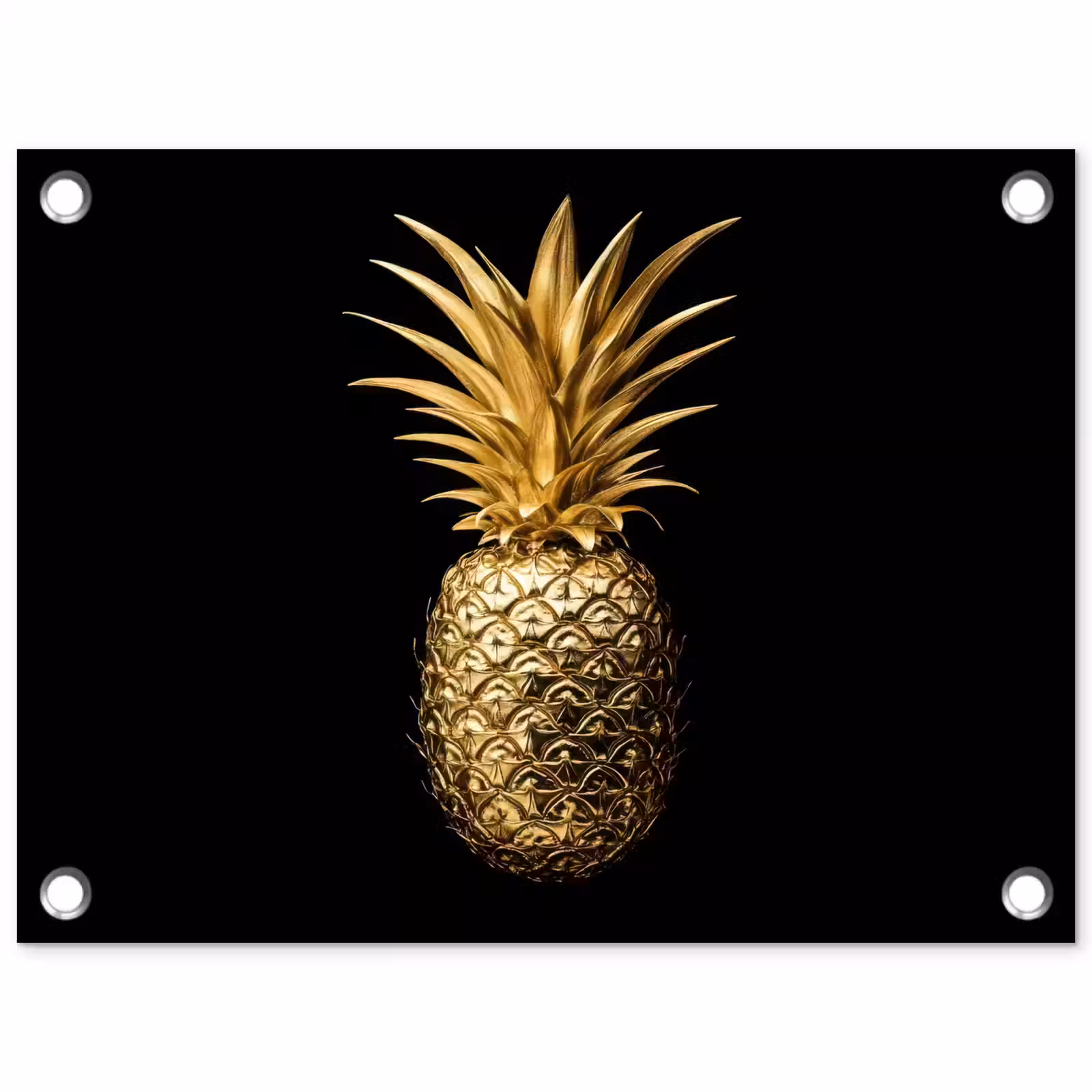 Tuinposter - Ananas - Zwart - Goud - Luxe — 1