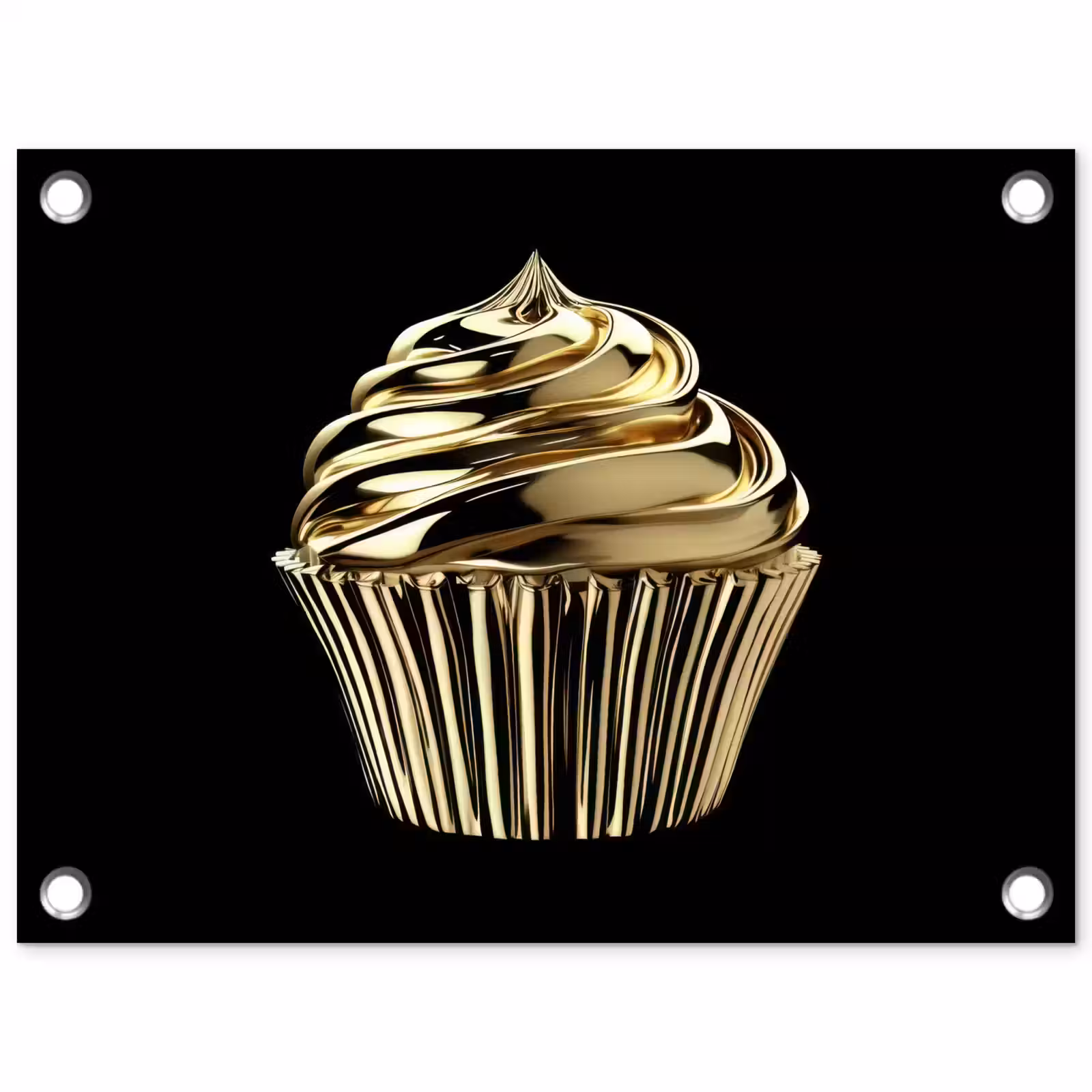 Tuinposter - Cupcake - Eten - Goud - Zwart — 1