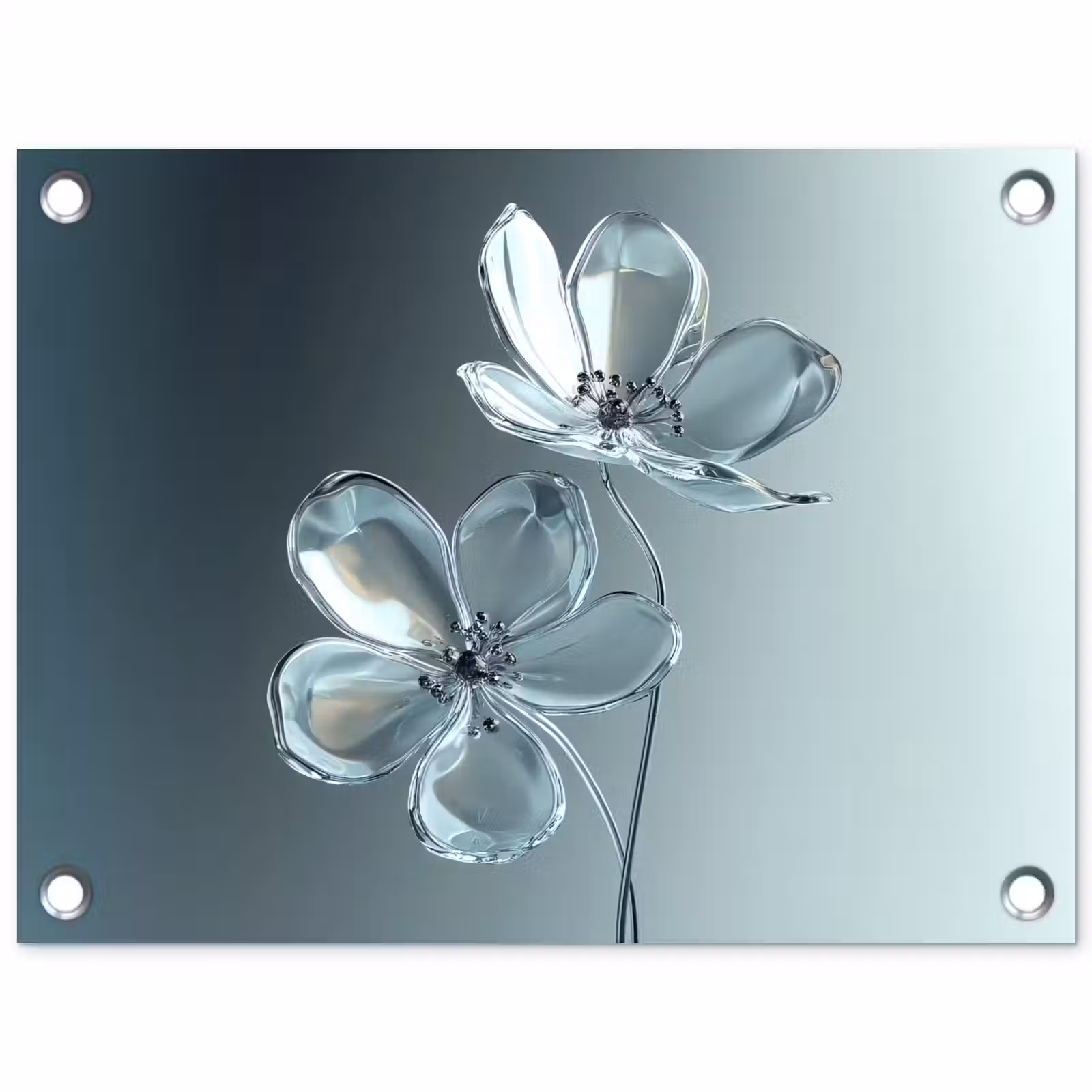 Tuinposter - Kristal - Bloemen - Grijs — 1