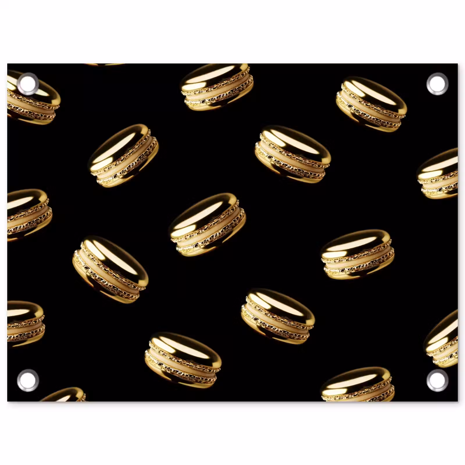 Tuinposter - Macarons - Patroon - Goud - Zwart — 1