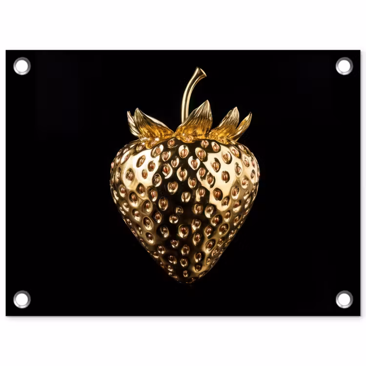 Tuinposter - Aardbei - Goud - Zwart - Chrome — 1