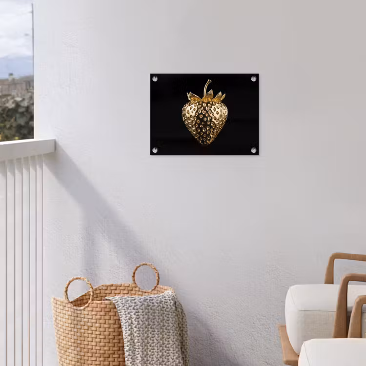 Tuinposter - Aardbei - Goud - Zwart - Chrome — 3