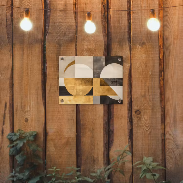 Tuinposter - Abstract - Goud - Grijs - Vormen - Geometrisch — 2
