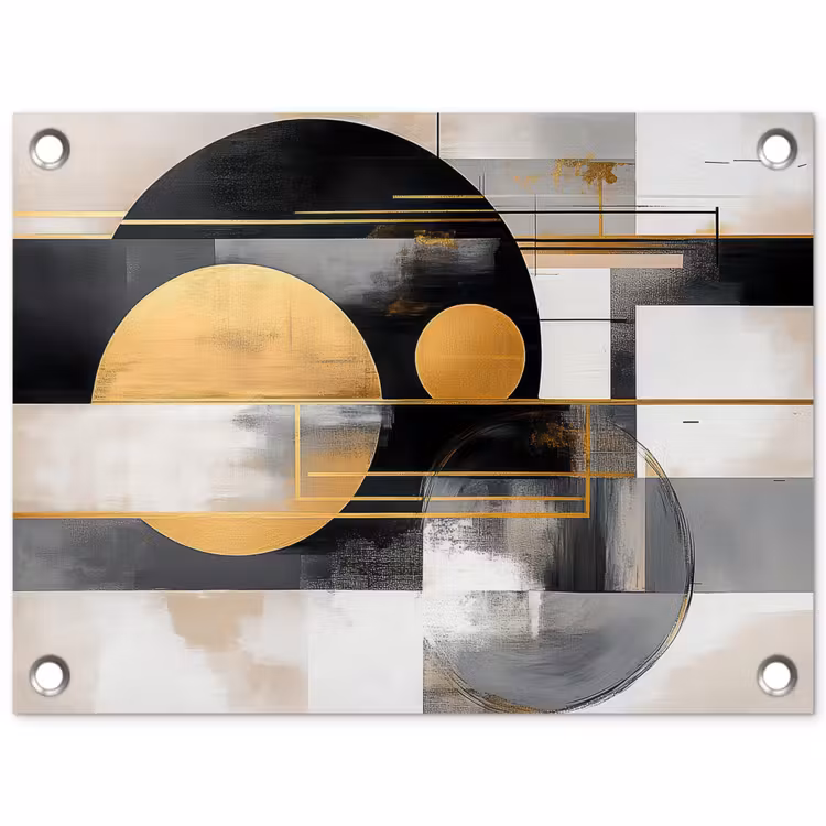 Tuinposter - Abstract - Goud - Zilver - Vormen - Aesthetic - Modern — 1