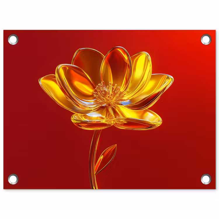 Tuinposter - Bloem - Goud - Glazen — 1