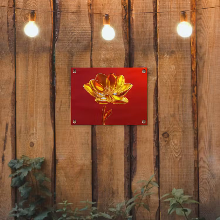 Tuinposter - Bloem - Goud - Glazen — 2