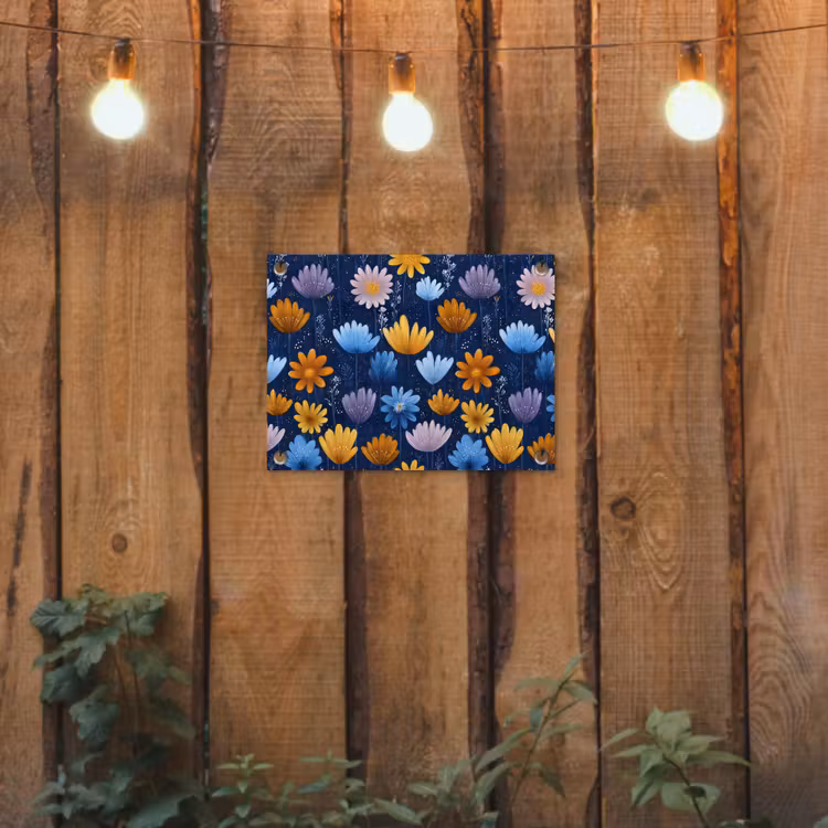 Tuinposter - Bloemen - Patroon - Blauw - Contrast — 2