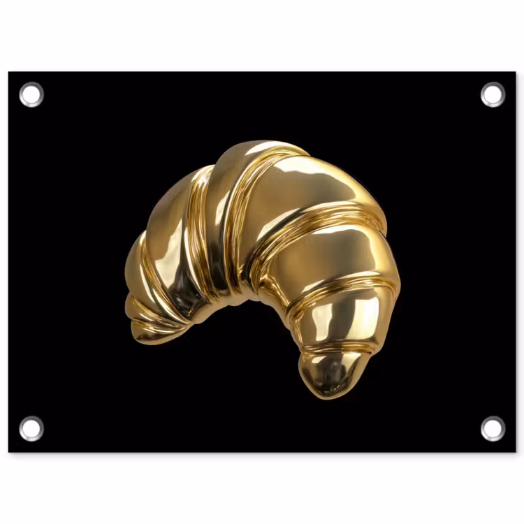 Tuinposter - Croissant - Brood - Goud - Zwart — 1