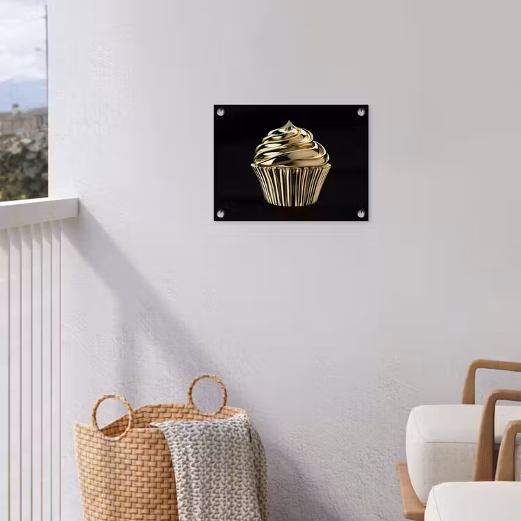 Tuinposter - Cupcake - Eten - Goud - Zwart — 3
