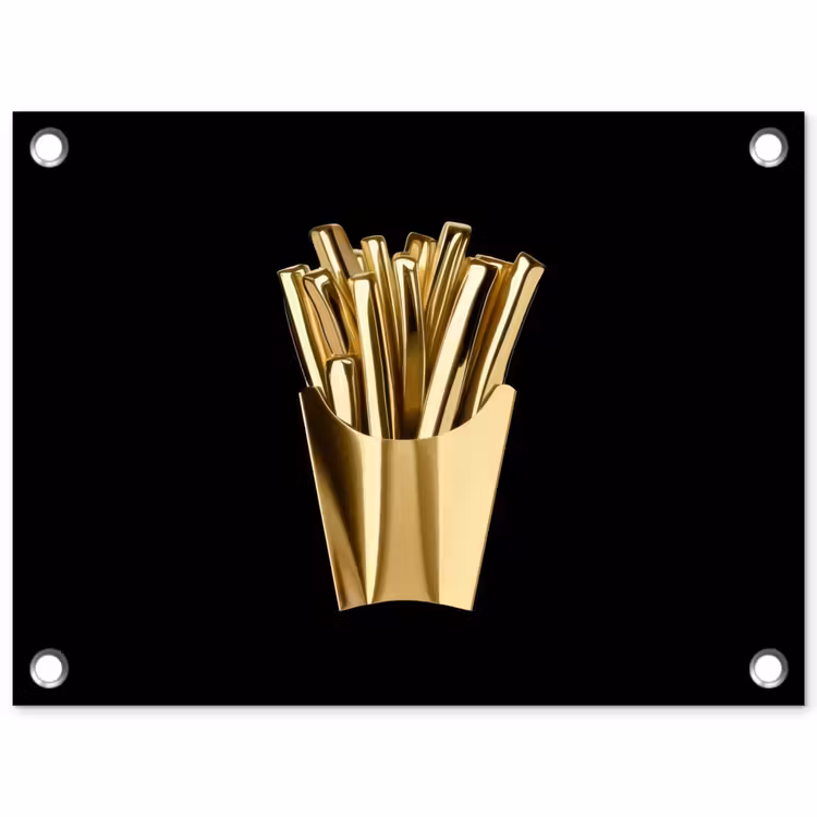 Tuinposter - Friet - Goud - Chrome - Eten — 1