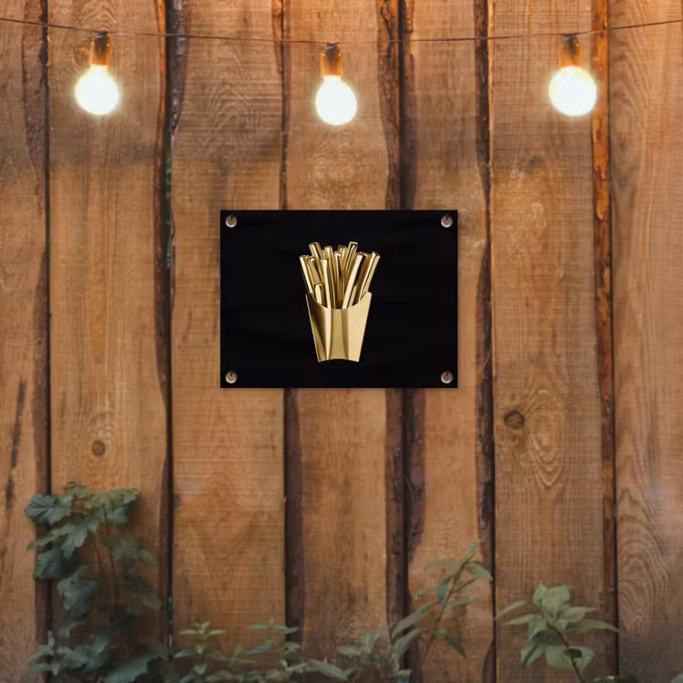 Tuinposter - Friet - Goud - Chrome - Eten — 2