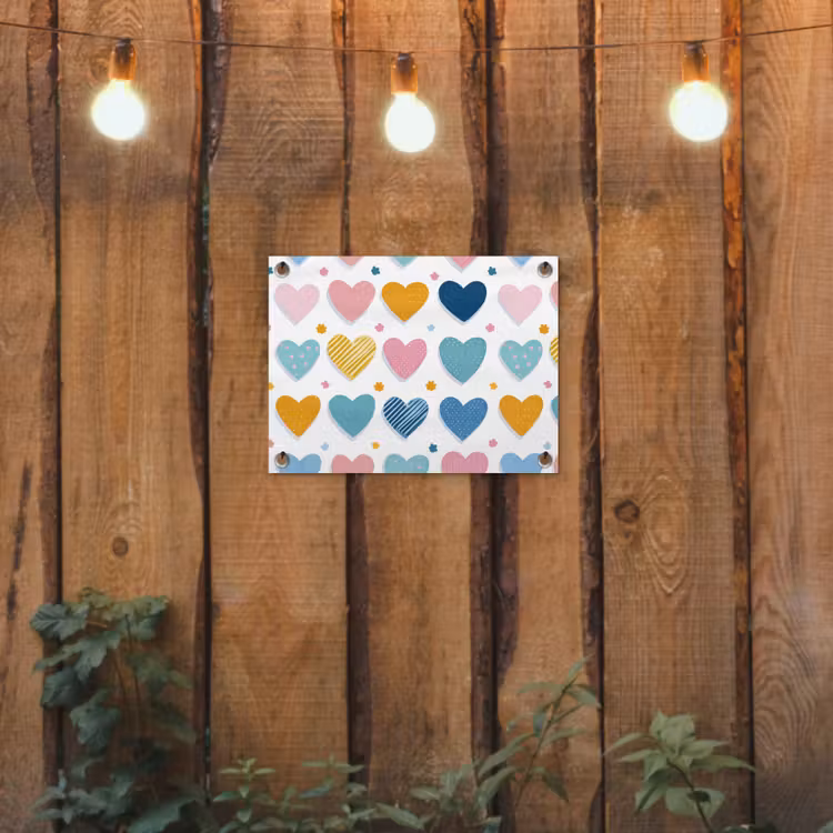 Tuinposter - Hartjes - Pastel - Patroon — 2