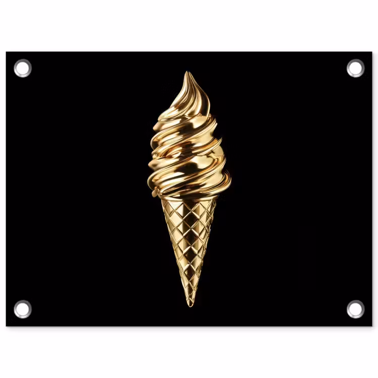 Tuinposter - Ijs - Goud - Zwart - Eten — 1