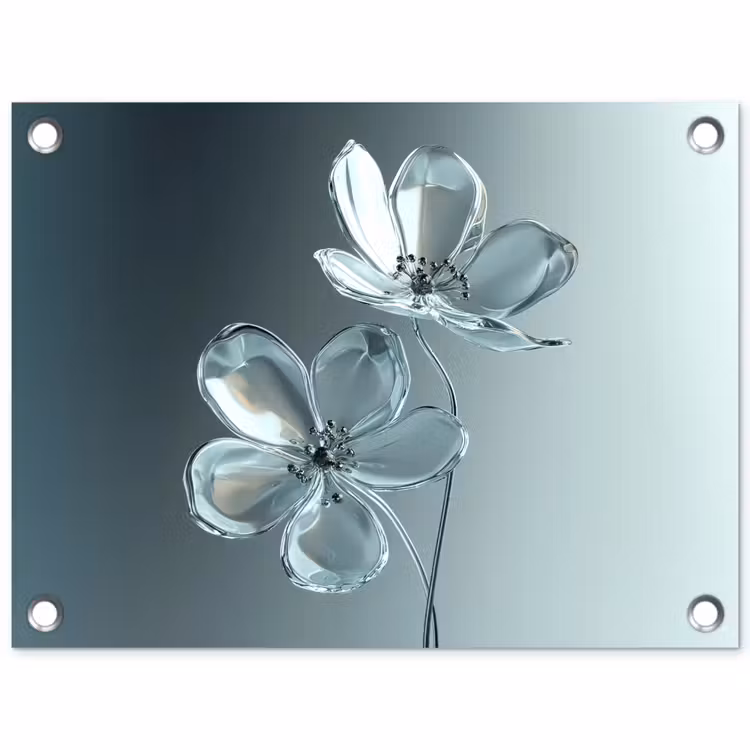 Tuinposter - Kristal - Bloemen - Grijs — 1