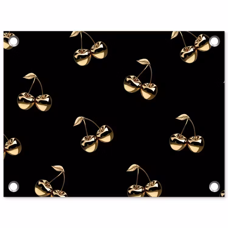 Tuinposter - Patroon - Kersen - Goud - Chrome — 1