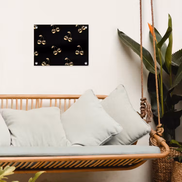 Tuinposter - Patroon - Kersen - Goud - Chrome — 5