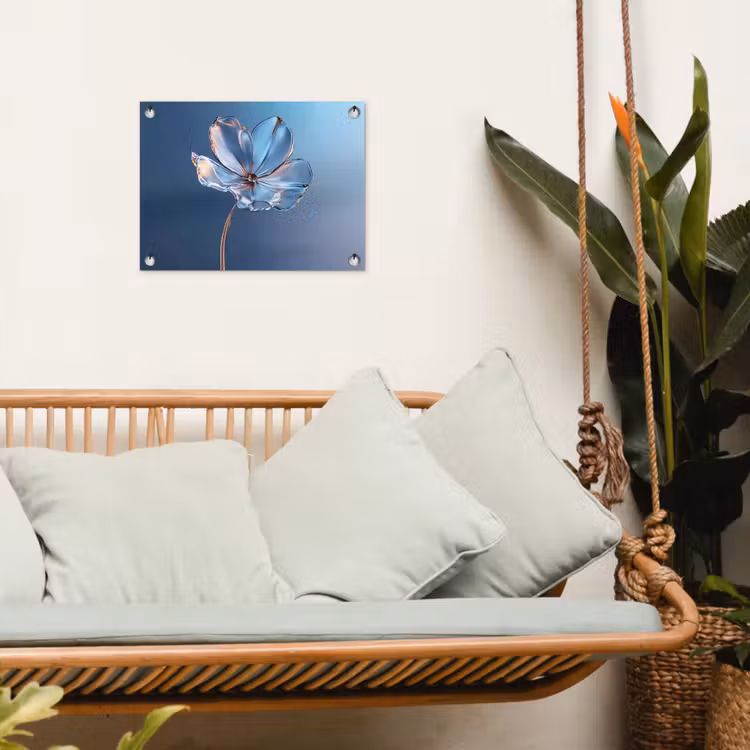 Tuinposter - Blauw - Bloem - Glazen - Sierlijk — 5