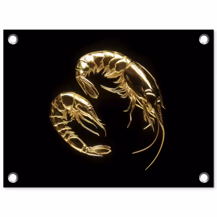 Tuinposter - Garnalen - Zwart - Goud - Dieren — 1