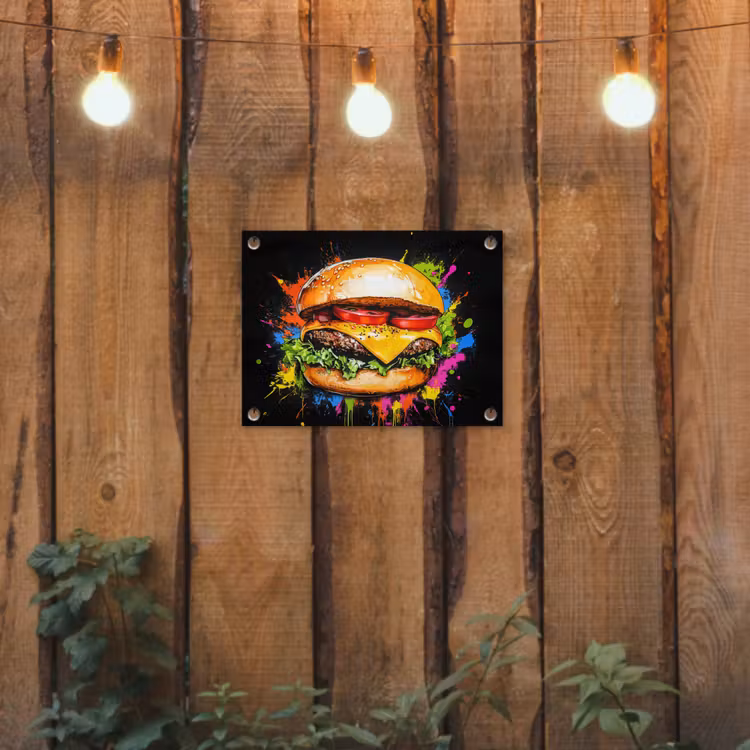 Tuinposter - Hamburger - Graffiti - Verf - Kleurrijk - Eten - Abstract — 2