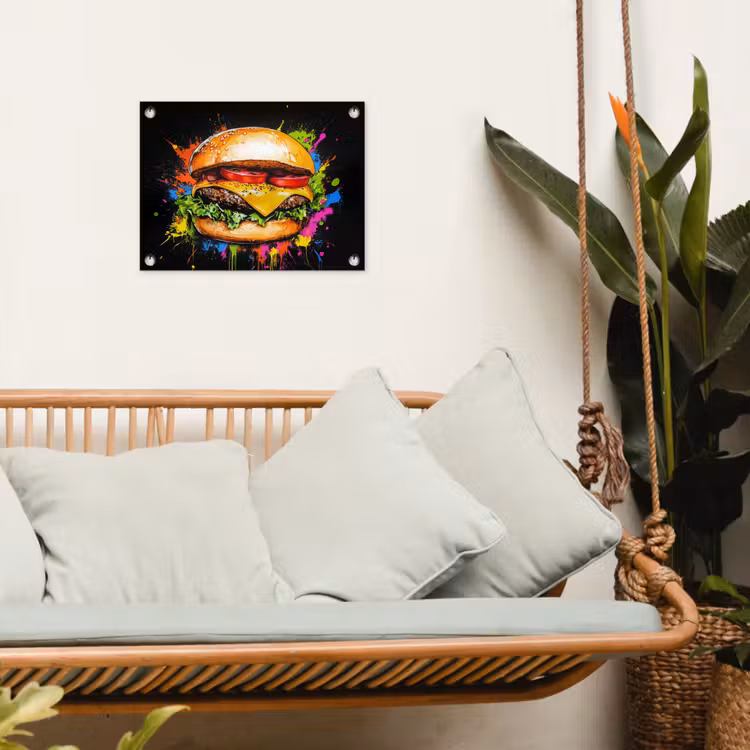 Tuinposter - Hamburger - Graffiti - Verf - Kleurrijk - Eten - Abstract — 5
