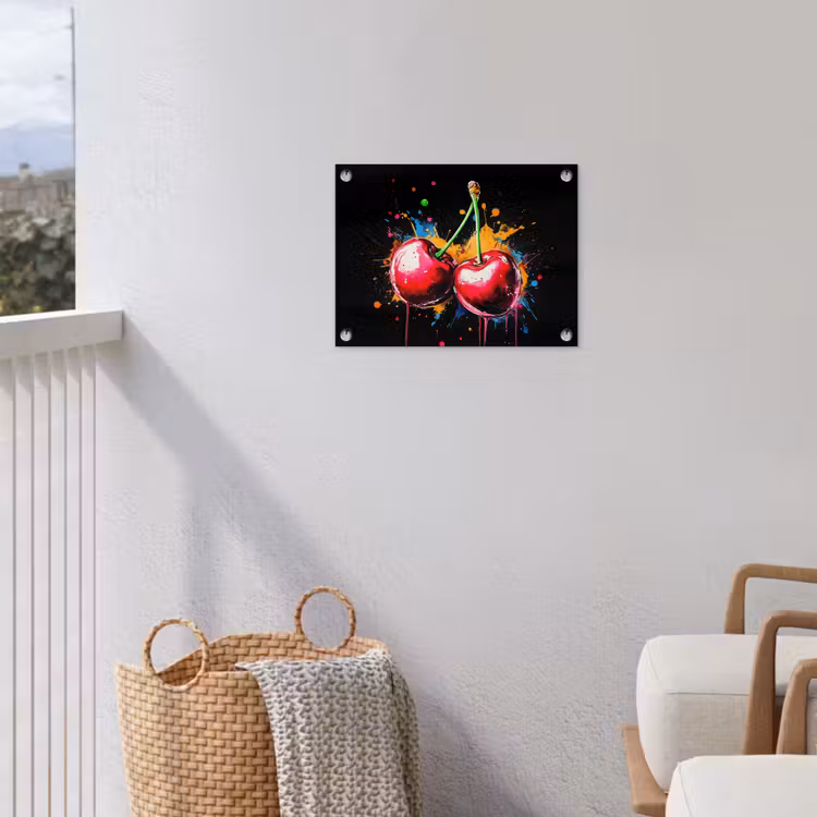 Tuinposter - Kersen - Fruit - Graffiti - Verf - Abstract - Modern - Kleurrijk — 3