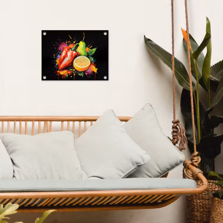 Tuinposter - Paprika - Peer - Citroen - Graffiti - Verf - Abstract — 5