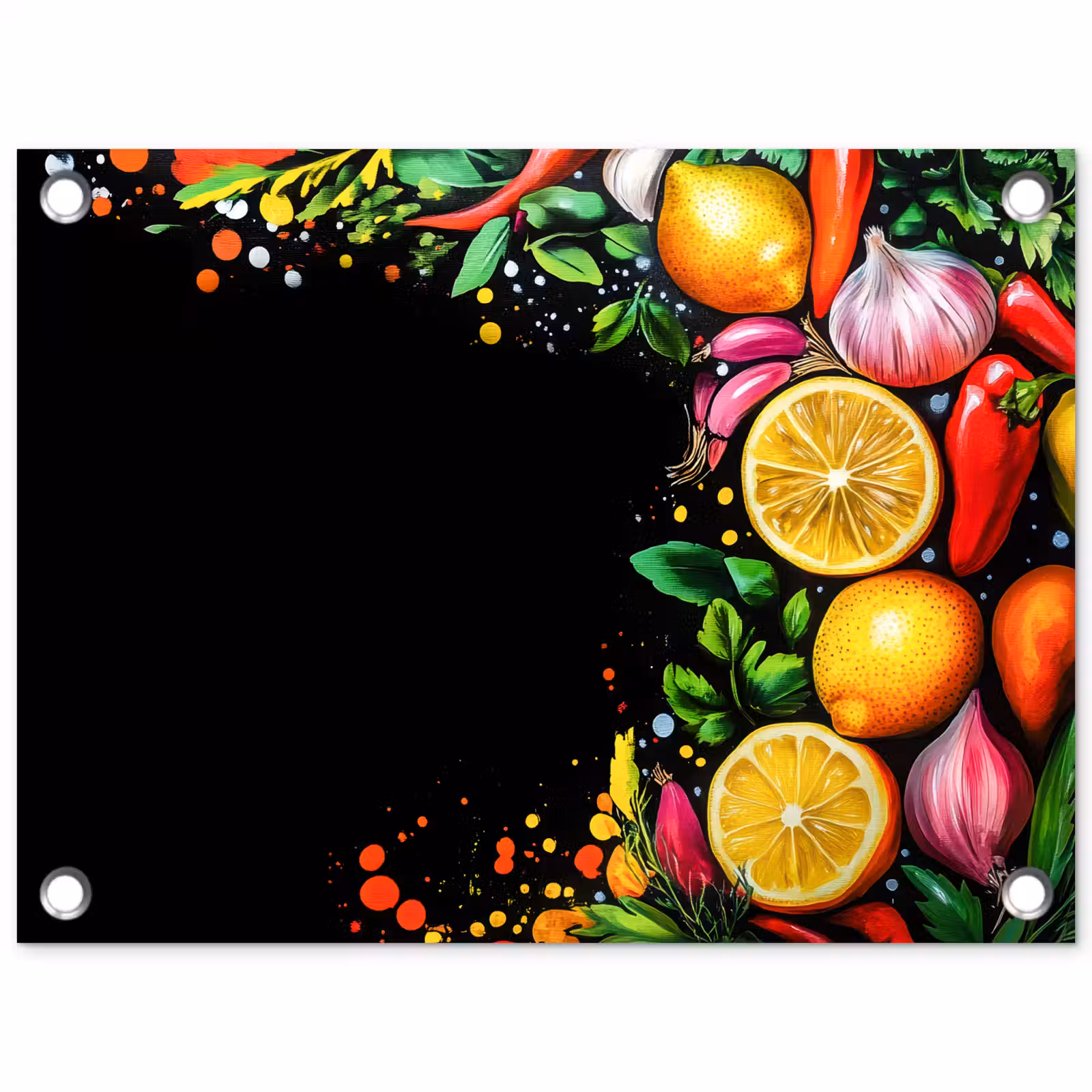 Tuinposter - Citroenen - Peper - Kruiden - Graffiti - Verf - Abstract — 1