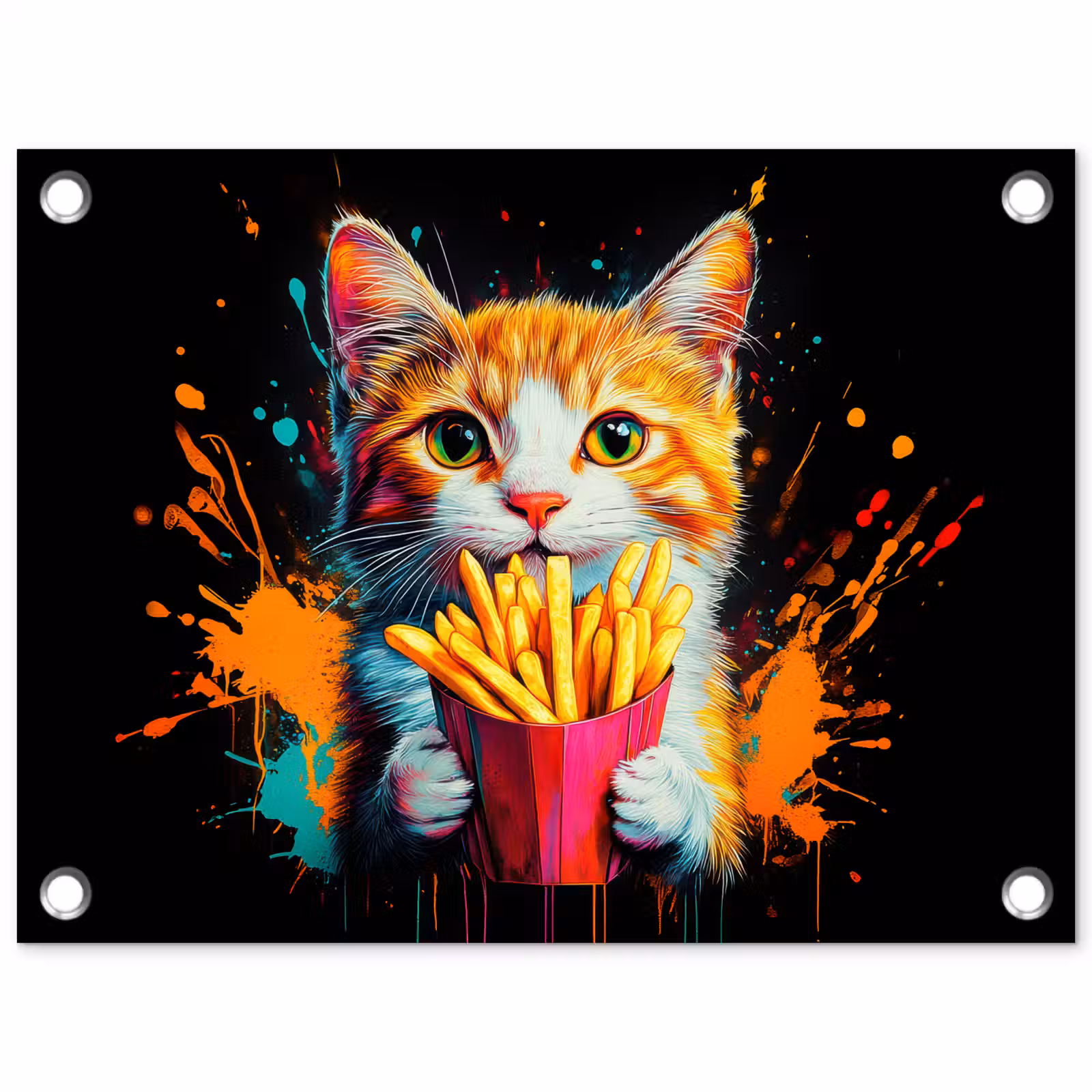 Tuinposter - Kat - Eten - Patat - Graffiti - Abstract — 1