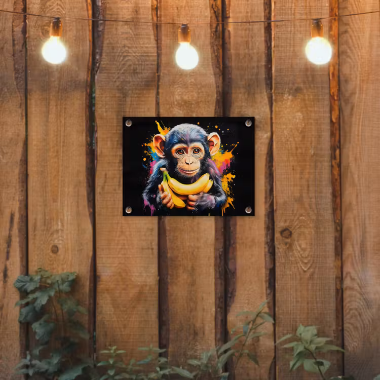Tuinposter - Aap - Graffiti - Kleurrijk - Bananen - Modern — 2