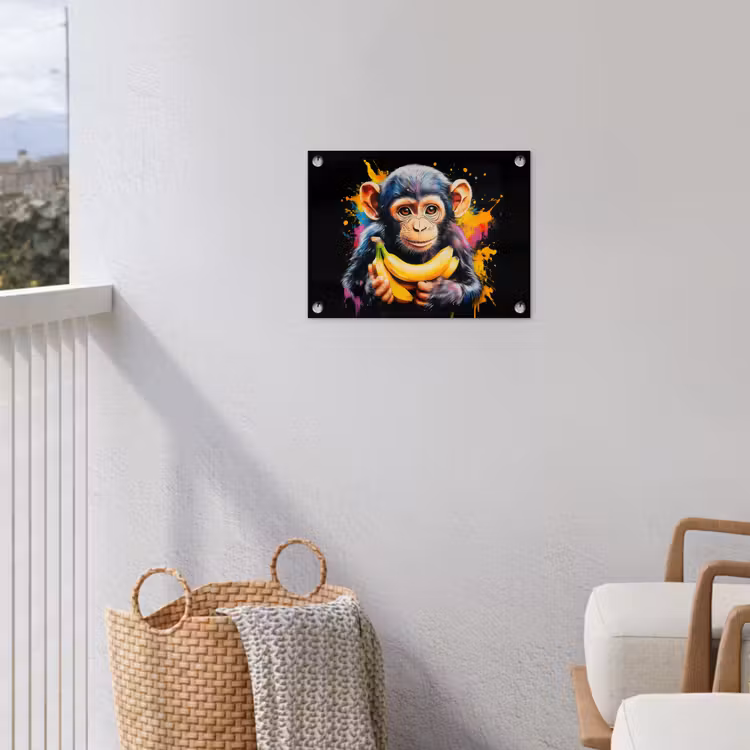 Tuinposter - Aap - Graffiti - Kleurrijk - Bananen - Modern — 3