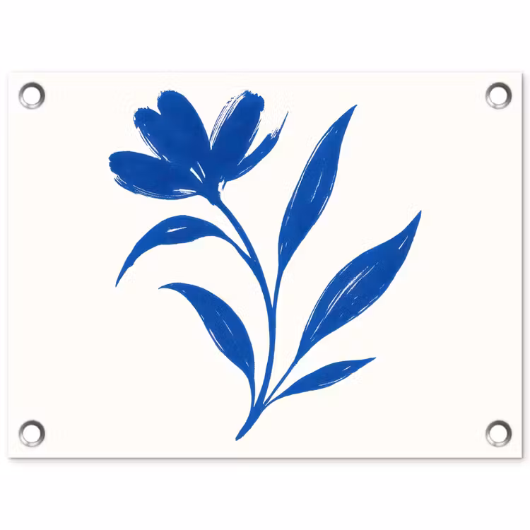 Tuinposter - Bloem - Blaadjes - Minimalistisch - Blauw — 1