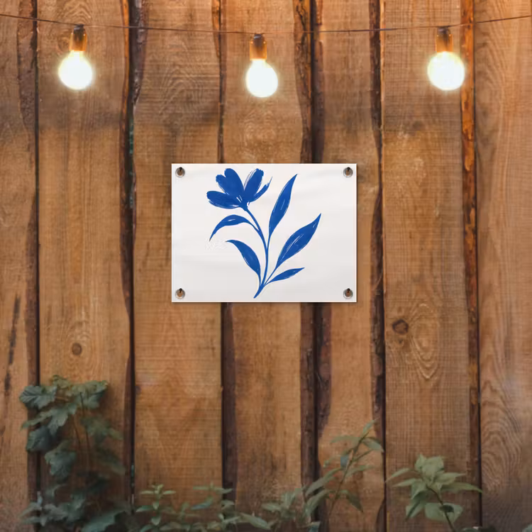 Tuinposter - Bloem - Blaadjes - Minimalistisch - Blauw — 2