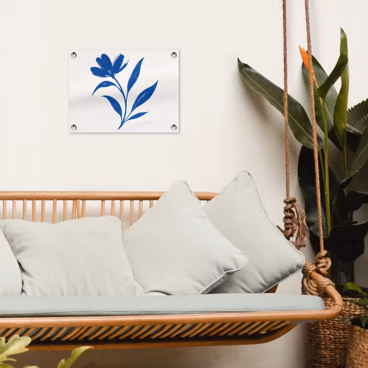 Tuinposter - Bloem - Blaadjes - Minimalistisch - Blauw — 5