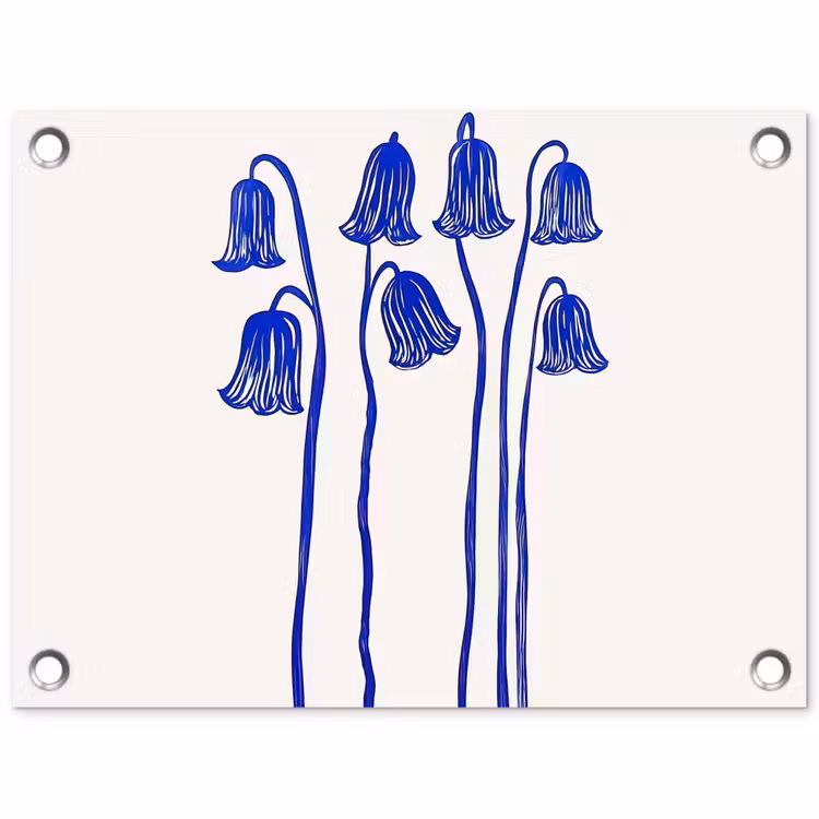 Tuinposter - Bloemen - Blauw - Lijnen - Bloemblaadjes — 1