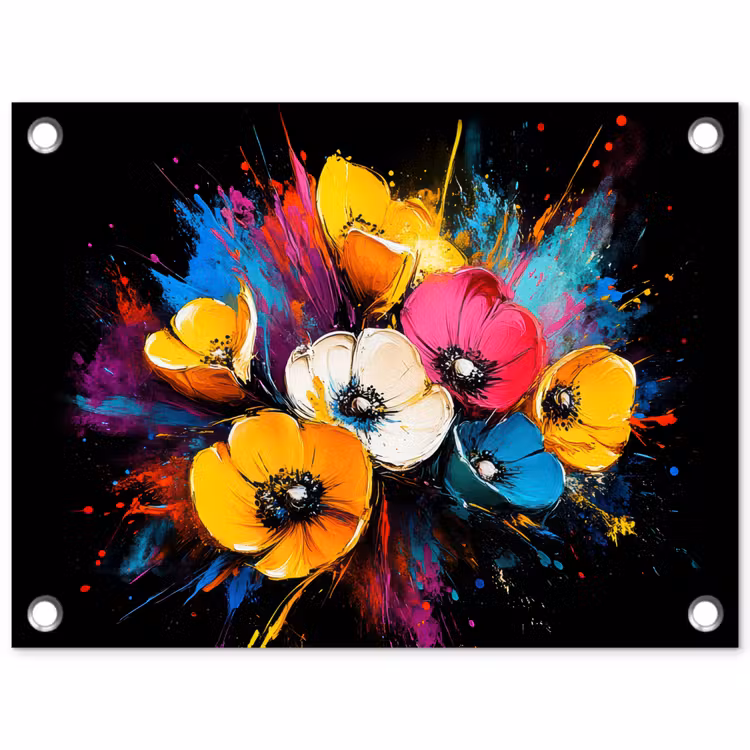 Tuinposter - Bloemen - Kleurrijk - Graffiti - Modern - Boeket — 1