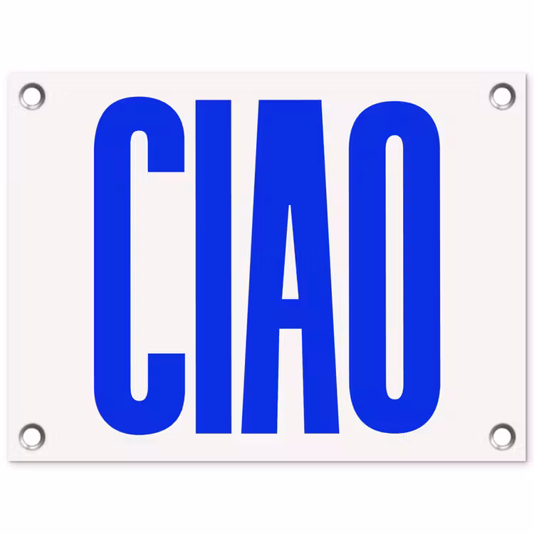 Tuinposter - Ciao - Hoofdletters - Blauw - Minimalistisch — 1