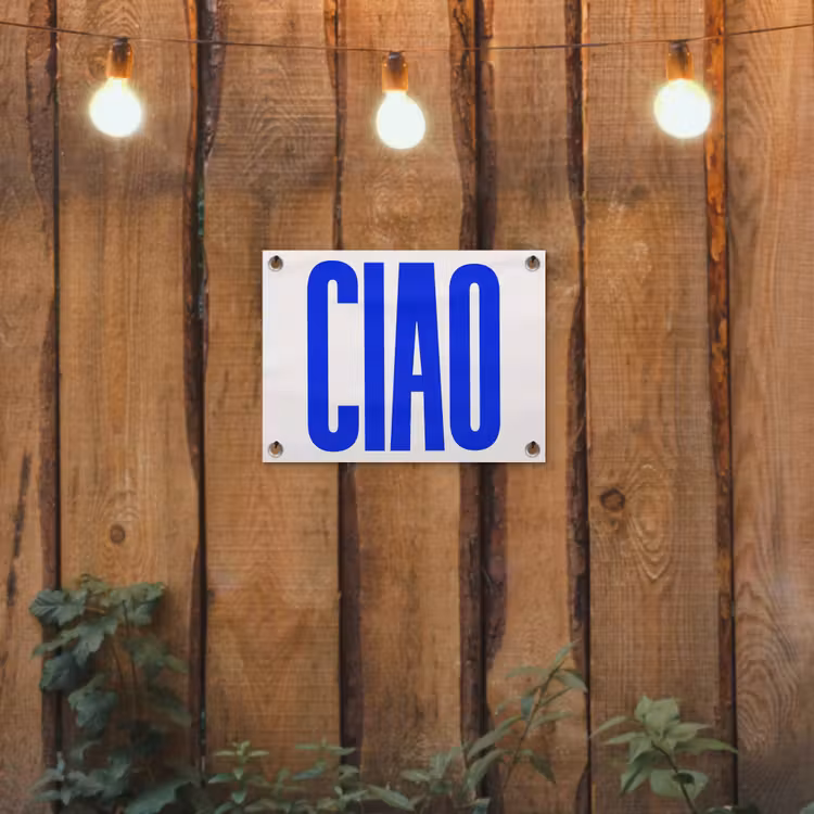 Tuinposter - Ciao - Hoofdletters - Blauw - Minimalistisch — 2