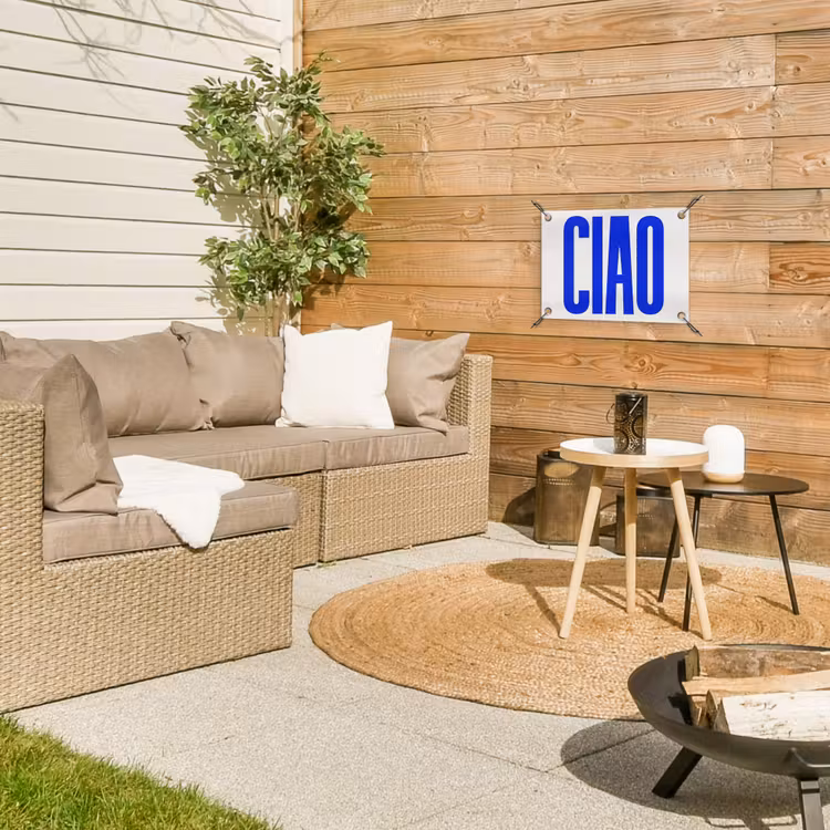 Tuinposter - Ciao - Hoofdletters - Blauw - Minimalistisch — 4