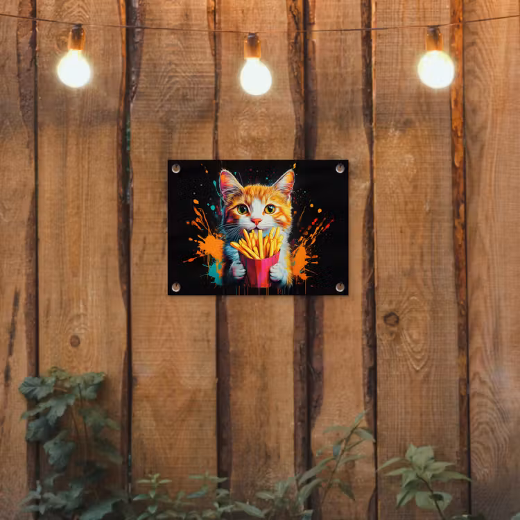 Tuinposter - Kat - Eten - Patat - Graffiti - Abstract — 2