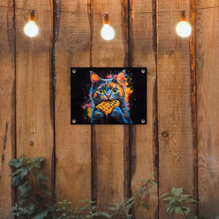 Tuinposter - Kat - Graffiti - Kleurrijk - Wafel - Eten — 2