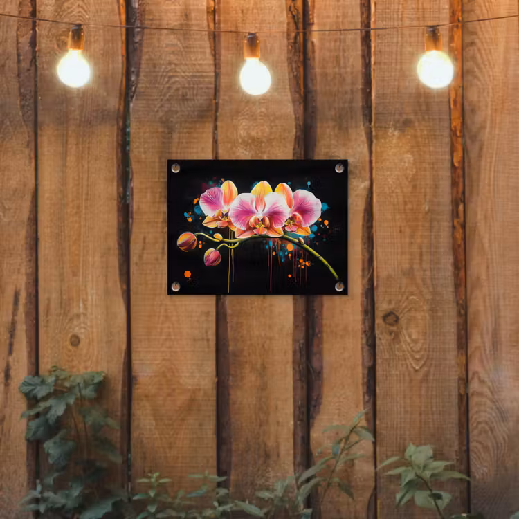 Tuinposter - Orchidee - Graffiti - Kleurrijk - Bloemen - Abstract — 2