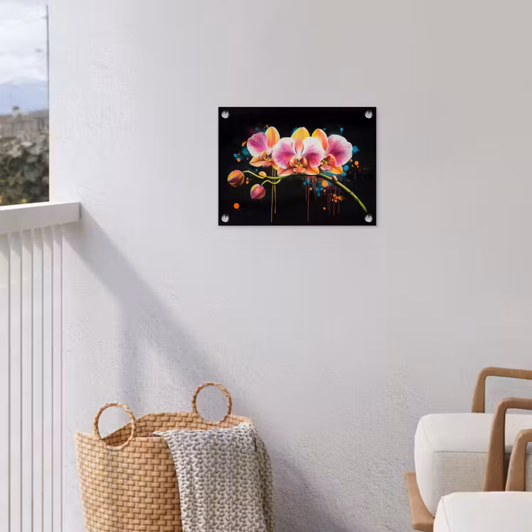 Tuinposter - Orchidee - Graffiti - Kleurrijk - Bloemen - Abstract — 3