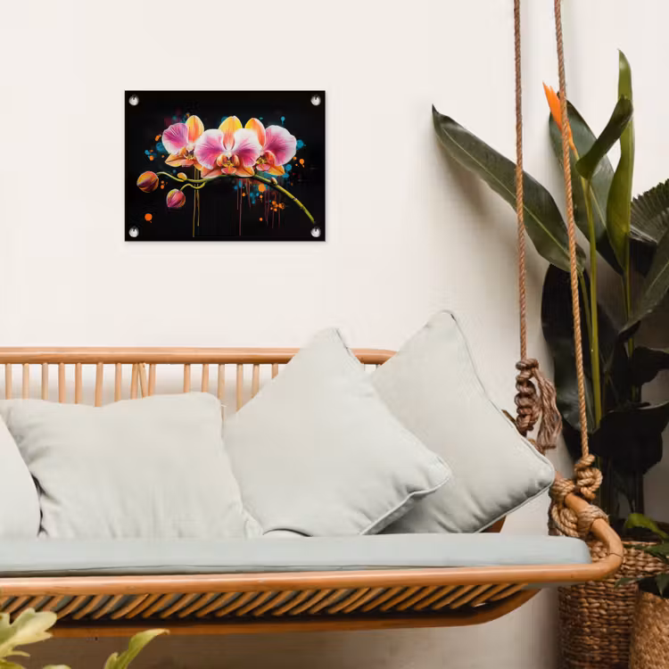 Tuinposter - Orchidee - Graffiti - Kleurrijk - Bloemen - Abstract — 5