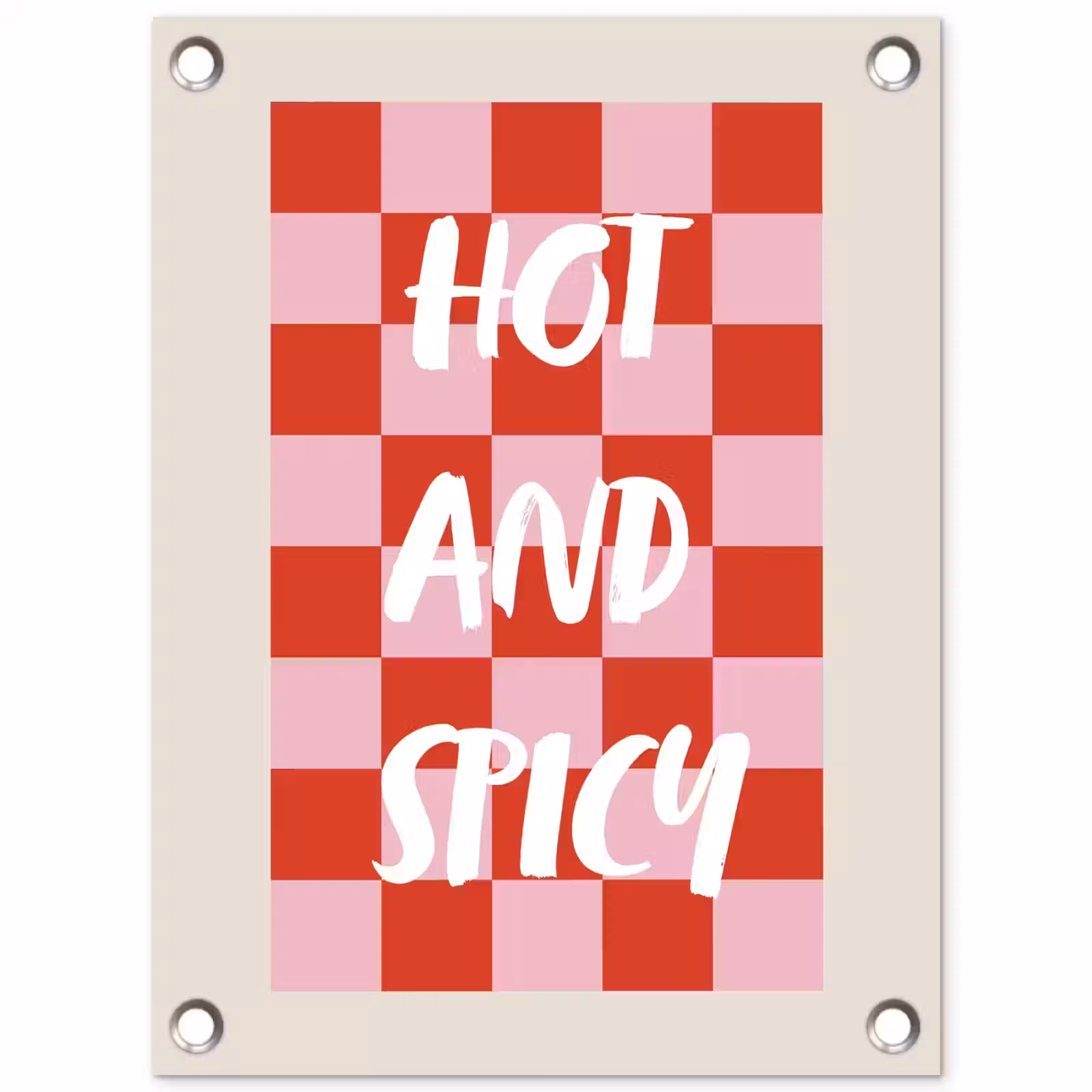 Tuinposter - Hot - Spicy - Geruit - Rood — 1