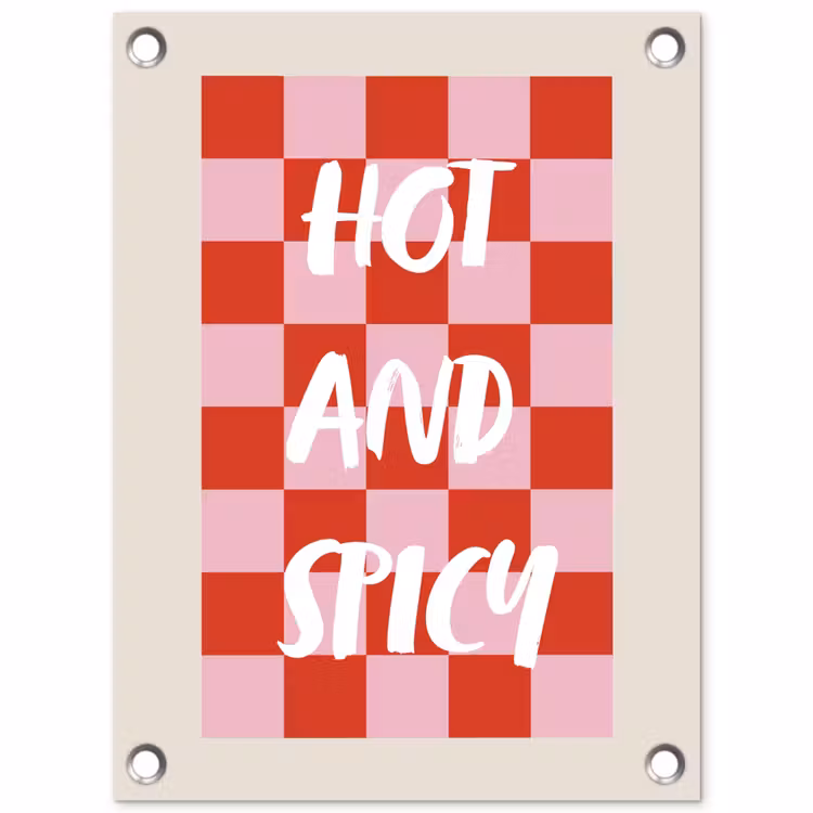 Tuinposter - Hot - Spicy - Geruit - Rood — 1