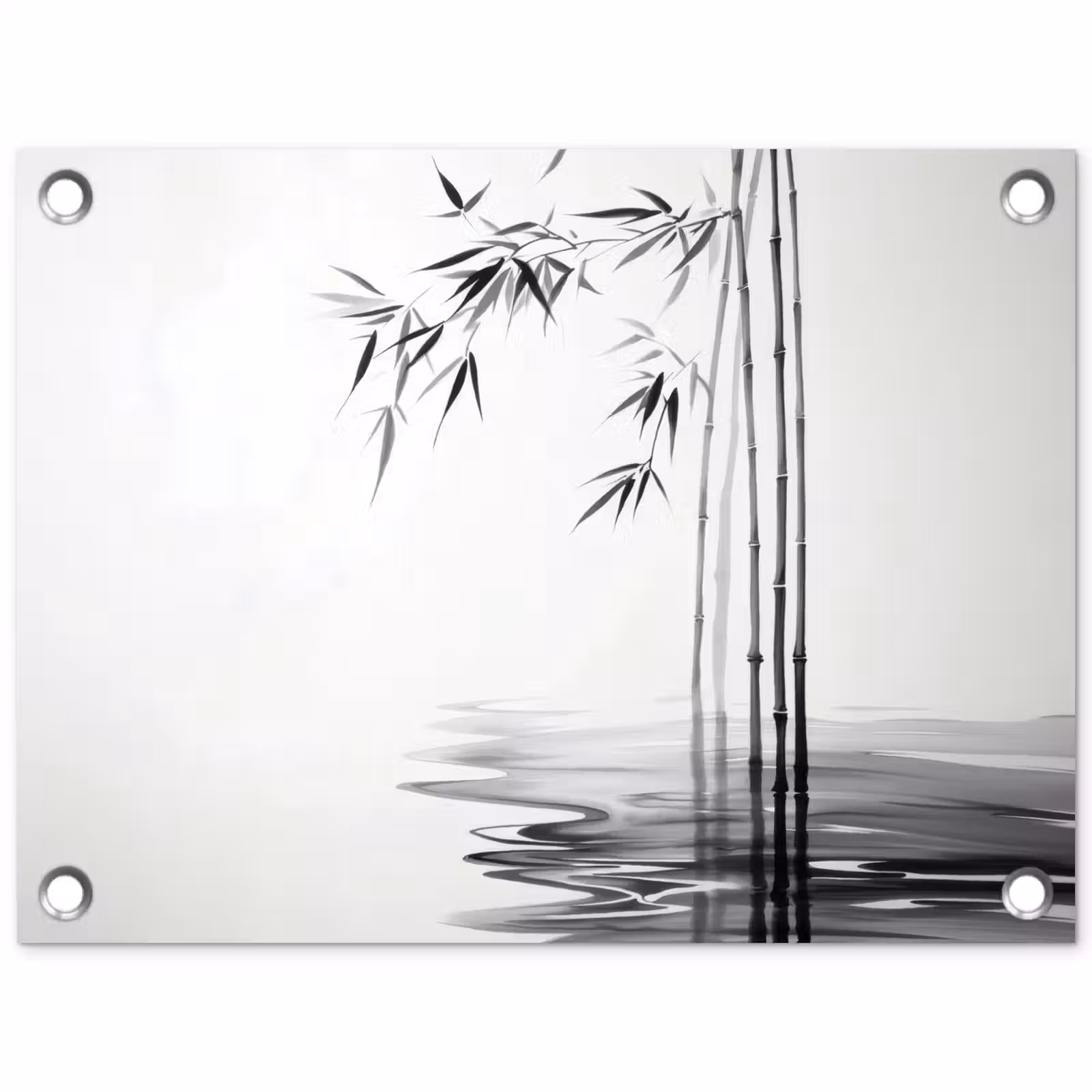 Tuinposter - Bamboestammen - Water - Minimalistisch - Wit — 1